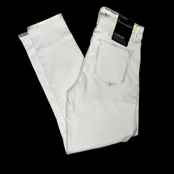 Joe's Jeans Denim - Joe's "The Charlie" High Rise Skinny Ankle in White with Silver Metallic  Sz:30